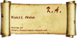 Kuszi Anna névjegykártya